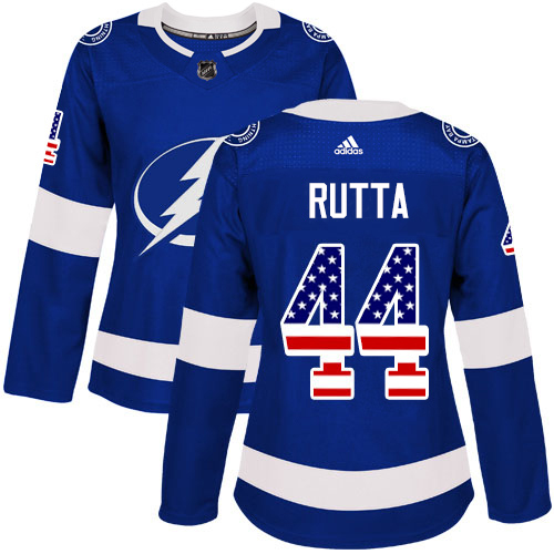 Adidas Tampa Bay Lightning 44 Jan Rutta Blue Home Authentic USA Flag Women Stitched NHL Jersey